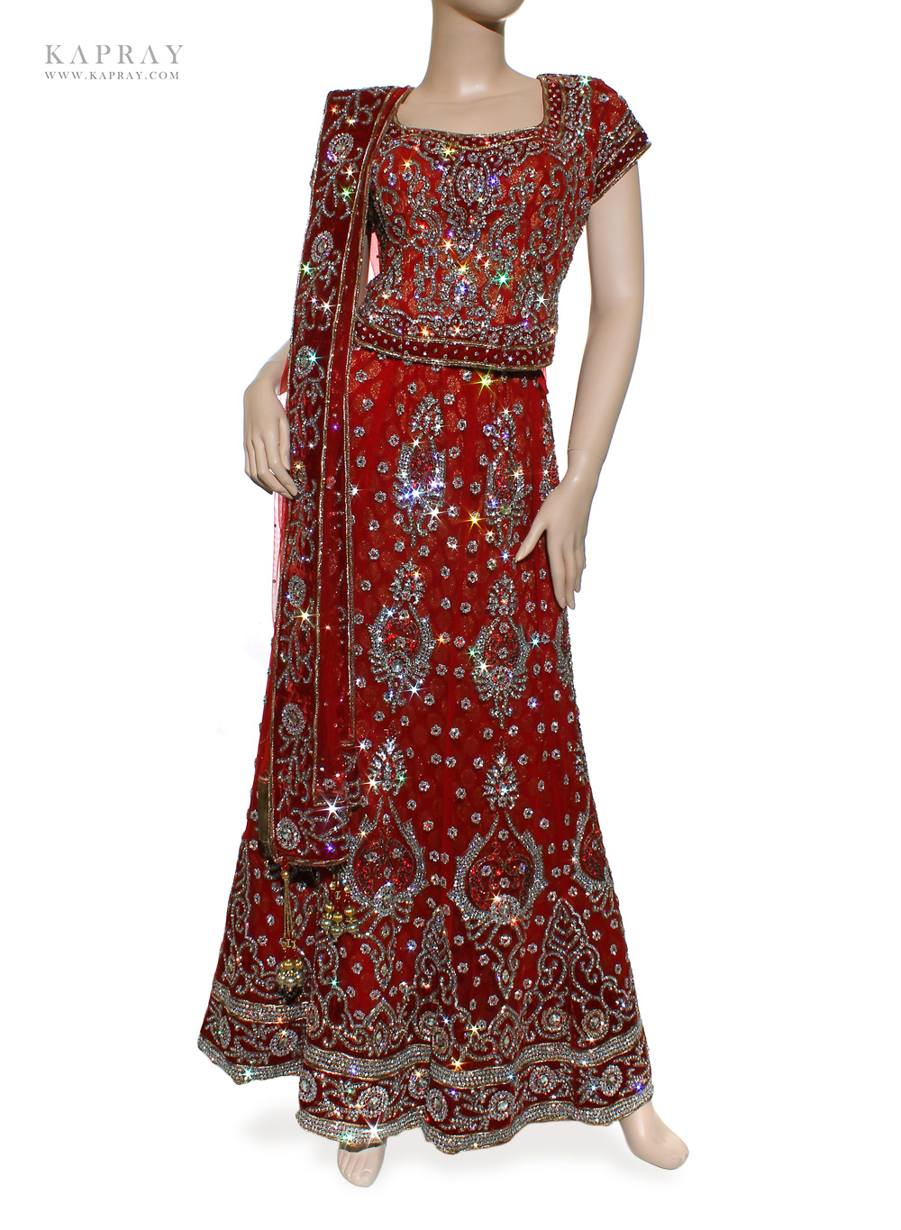 simple red lengha