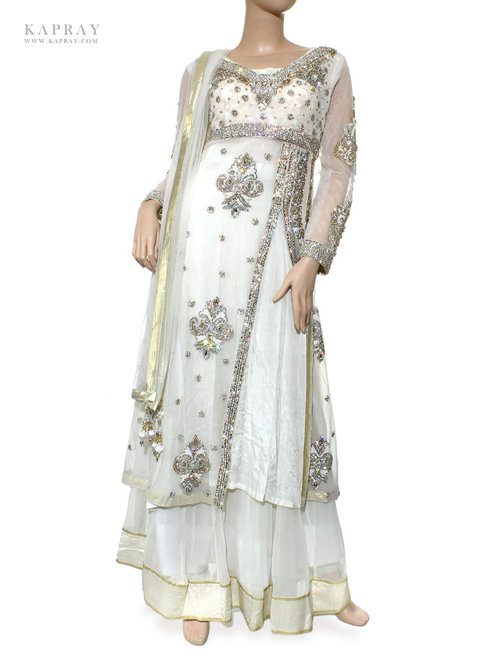 white bridal lengha