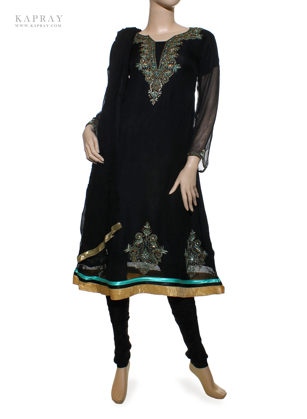 Casual Salwar Kameez in Black - Kapray