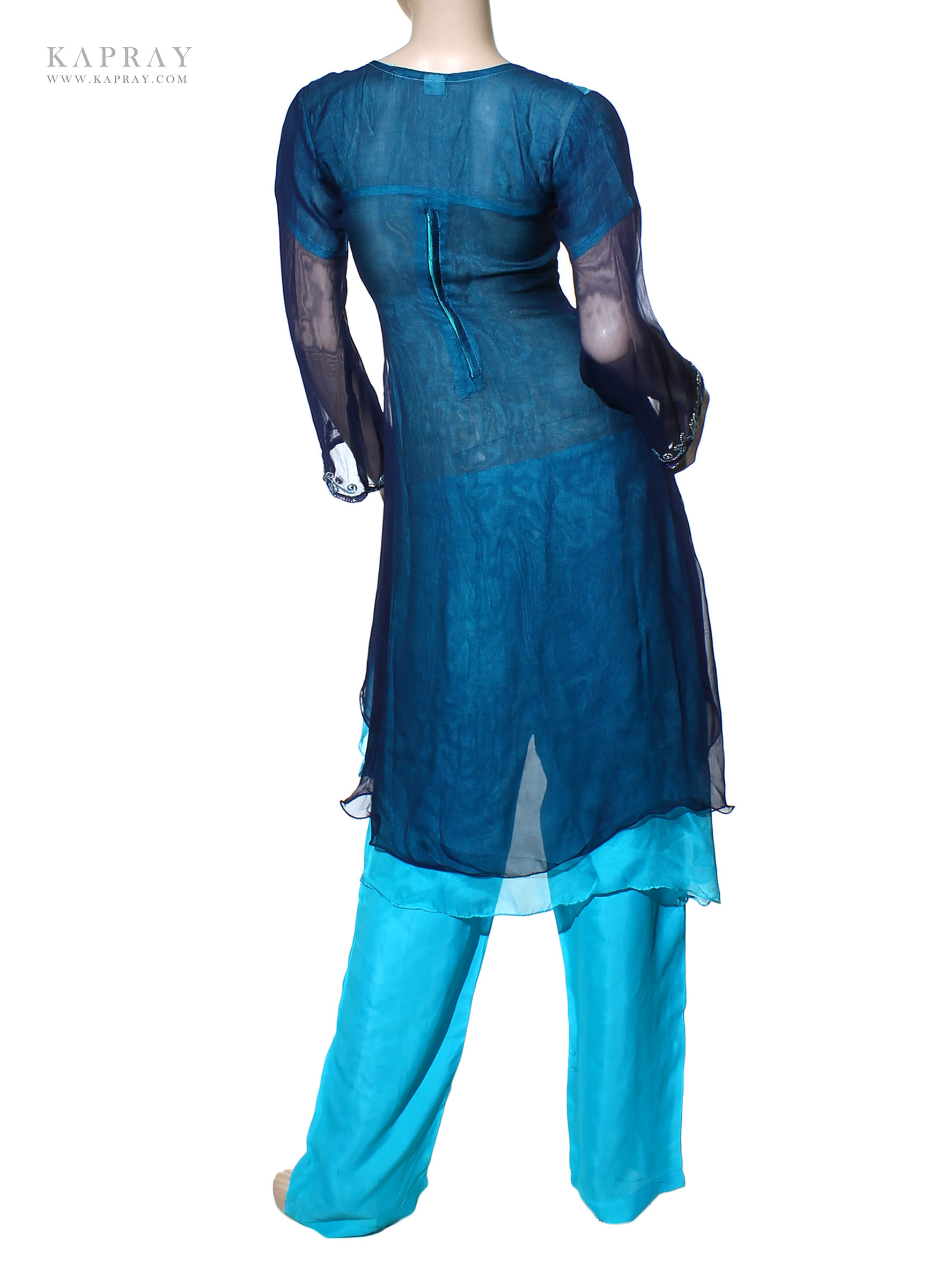blue white salwar suit