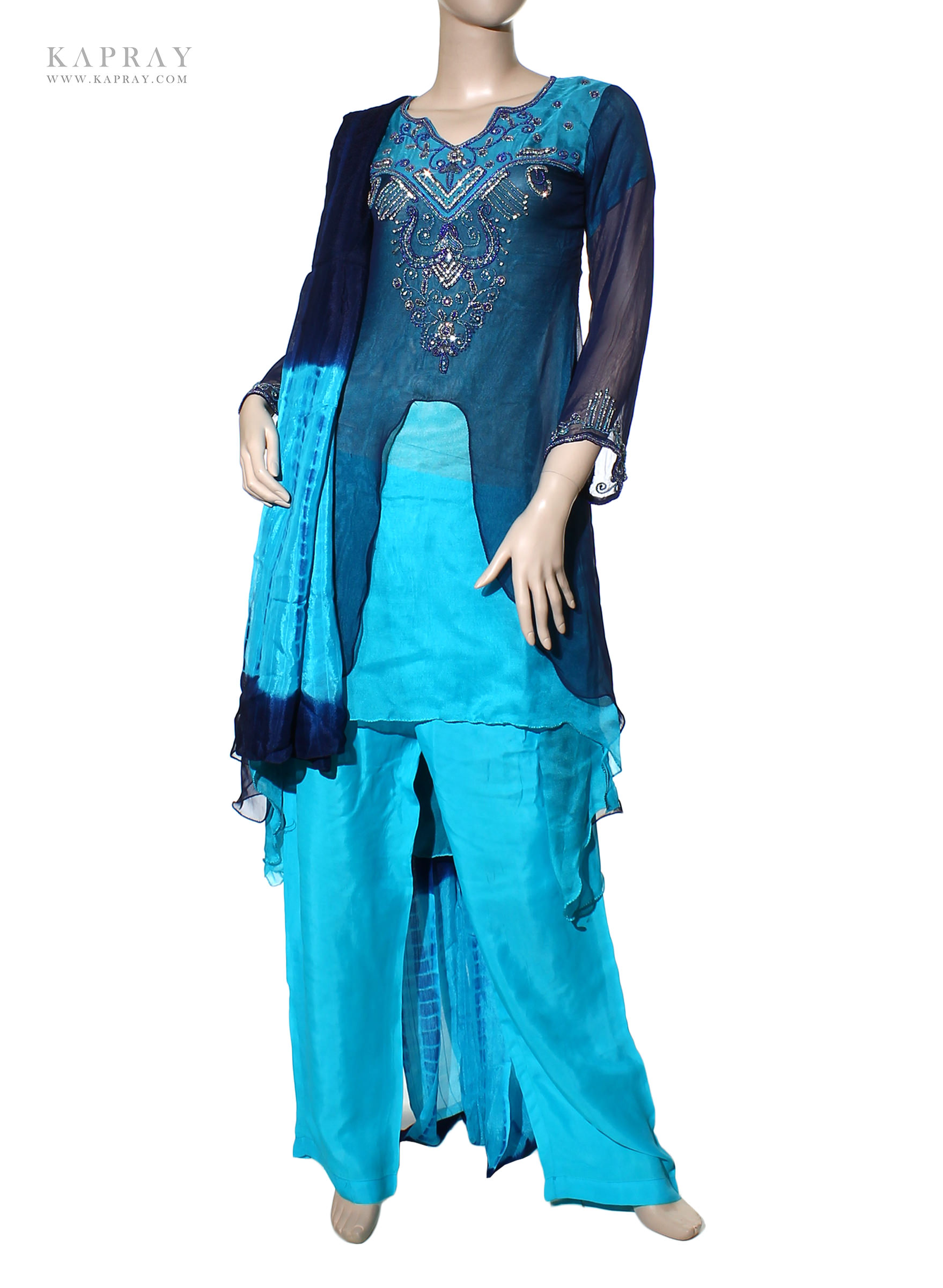 blue white salwar suit